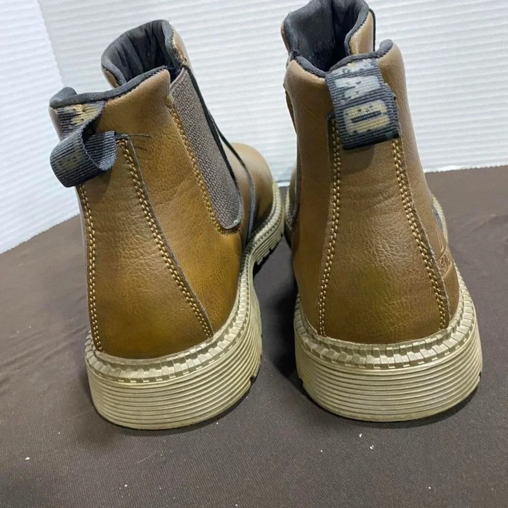Safety Tan leather boots slip on men 46. SKU321